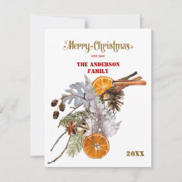 Tarjeta de Navidades de plata festiva y Naranja