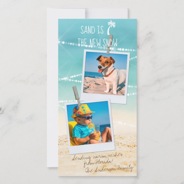 Tarjeta de Navidades de playa de 2 fotos para vaca (Anverso)