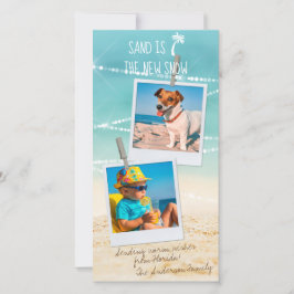Tarjeta de Navidades de playa de 2 fotos para vaca