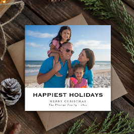 Tarjeta de Navidades de playa familiar de vacacion