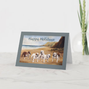 Tarjeta De Navidades De Playa Para Los bulldoges
