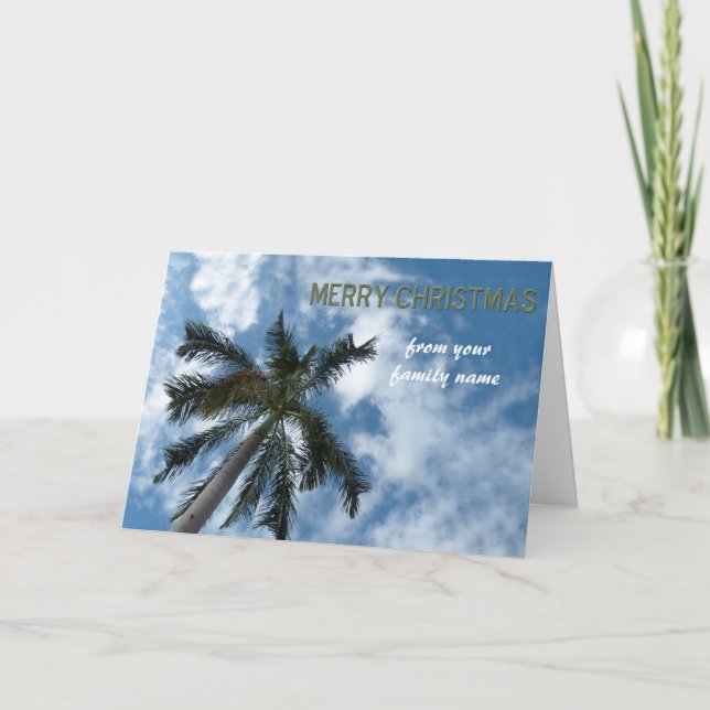 Tarjeta de Navidades de playa personalizada con ár (Anverso)