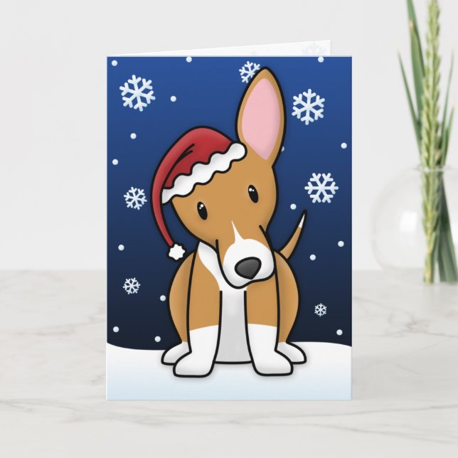 Tarjeta de Navidades de Podengo portugués de Kawai (Anverso)