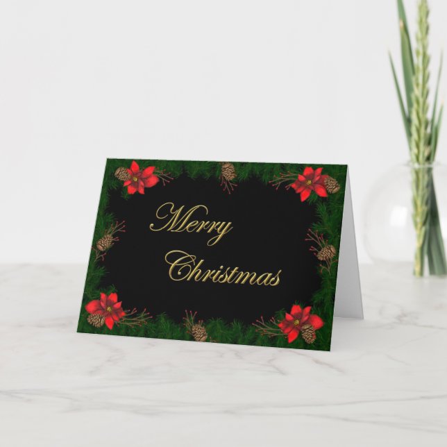 Tarjeta de Navidades de Poinsettia (Anverso)