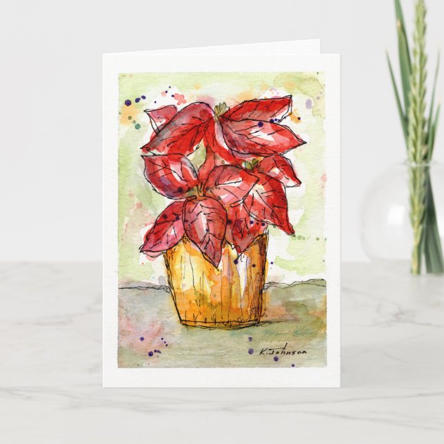 Tarjeta de Navidades de Poinsettia (Anverso)