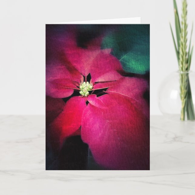 Tarjeta de Navidades de Poinsettia Artística (Anverso)