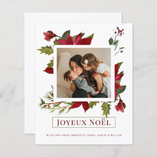 Tarjeta de Navidades de Poinsettia Joyeux Noël