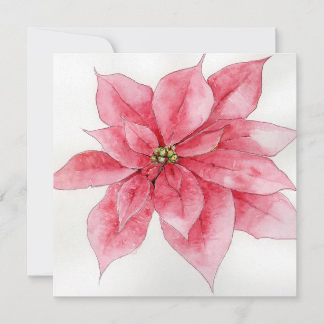 Tarjeta de Navidades de Poinsettia Rosa (Anverso)