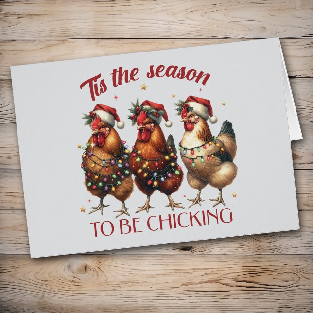 Tarjeta de Navidades de pollo divertidos con luces (Subido por el creador)