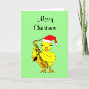 Tarjeta de Navidades de polluelos saxofónicos de S