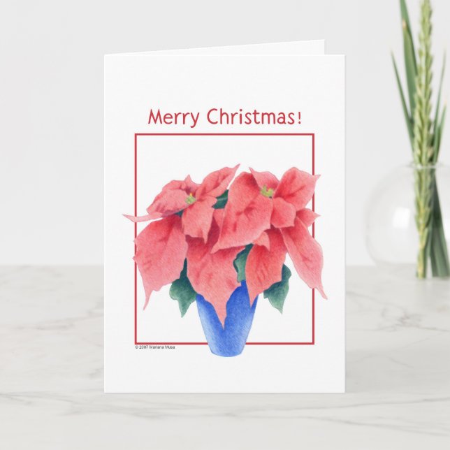 Tarjeta de Navidades de Ponsettia (Anverso)