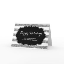 Tarjeta de Navidades de profesores de rayas platea