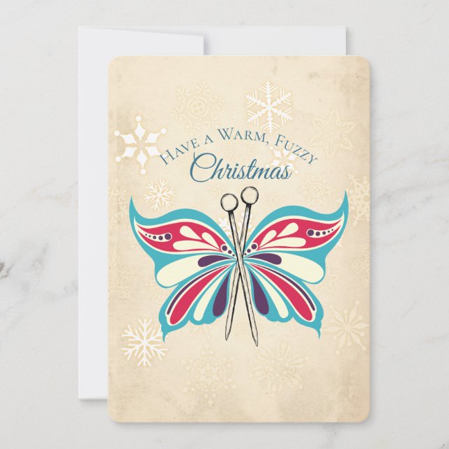 Tarjeta de Navidades de punto de mariposa con aguj (Anverso)