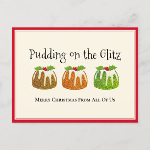 Tarjeta de Navidades de purpurina Pudding
