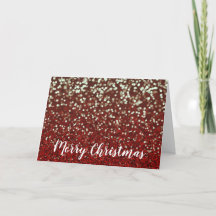 Tarjeta de Navidades de Purpurina rojo y luces bri