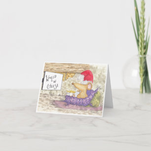 Tarjeta de Navidades de queso y ratón