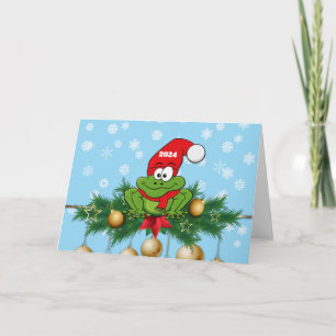 Tarjeta de Navidades de rana de árbol 2024