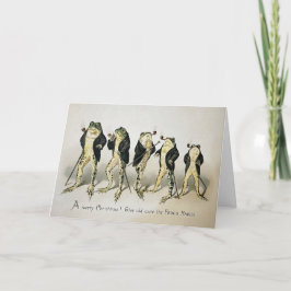 Tarjeta de Navidades de ranas para fumadores vinta