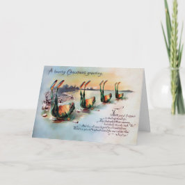 Tarjeta de Navidades de ranas victorianas vintage