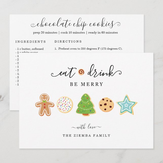 Tarjeta de Navidades de recetas (Anverso / Reverso)
