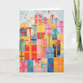 Tarjeta de Navidades de regalos envueltos