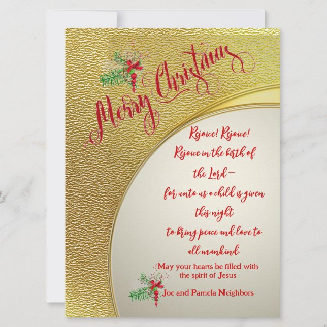 Tarjeta de Navidades de regocijo de 6,5" x 8,7 (Anverso)