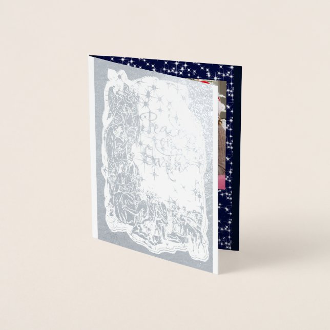 Tarjeta de Navidades de Relieve metalizado de Nati (Anverso)