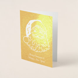 Tarjeta de navidades de Relieve metalizado dorado 