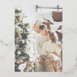 Tarjeta de Navidades de Relieve metalizado moderno