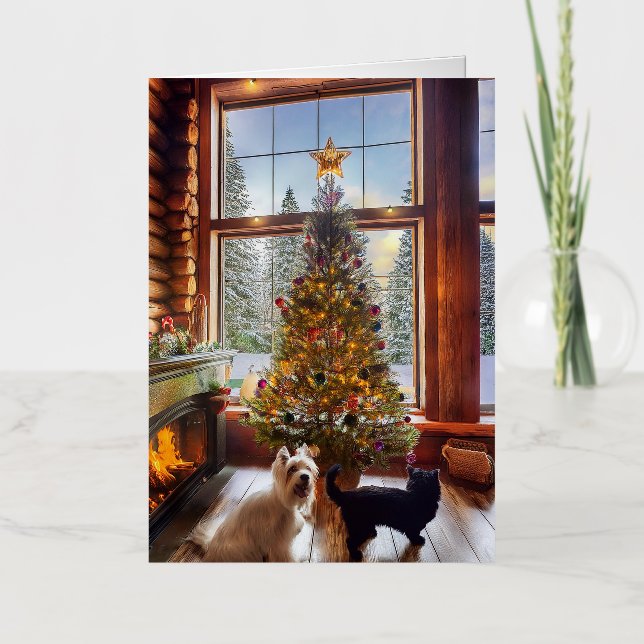 Tarjeta de Navidades de Relieve metalizado plegado (Anverso)