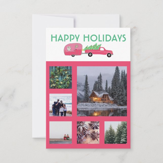 Tarjeta de Navidades de remolque de caravana de ca (Anverso)