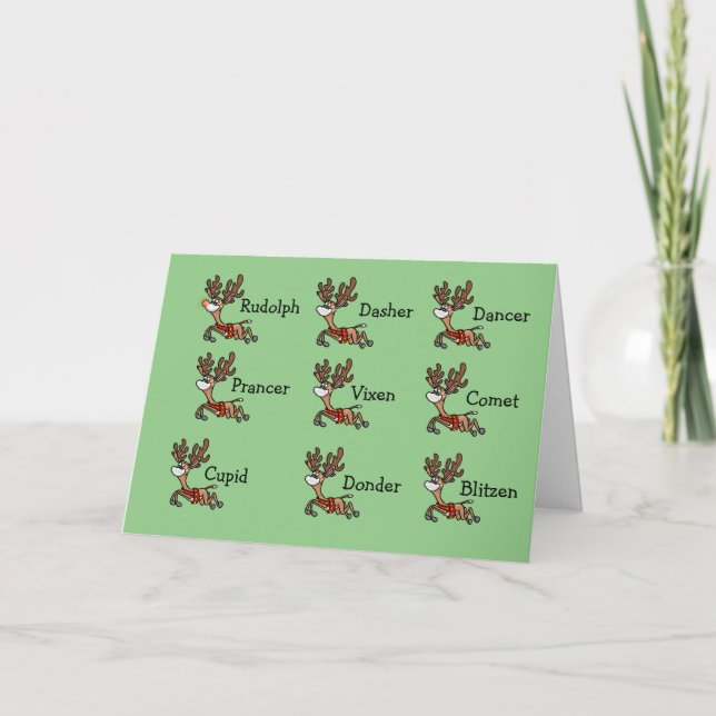 Tarjeta de Navidades de reno de Santa María con má (Anverso)