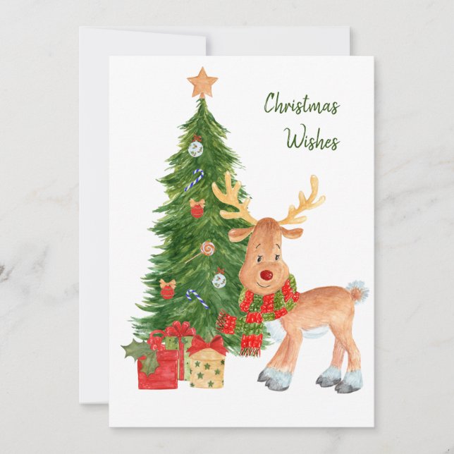 Tarjeta de Navidades de renos acuáticos (Anverso)