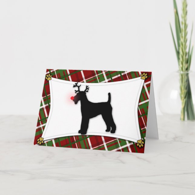 Tarjeta de Navidades de renos Airedale Terrier (Anverso)