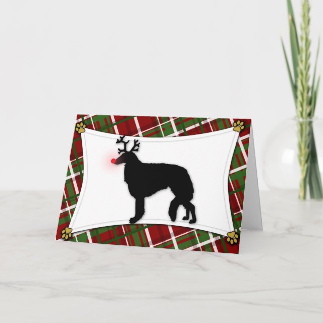 Tarjeta de Navidades de renos de Borzoi (Anverso)