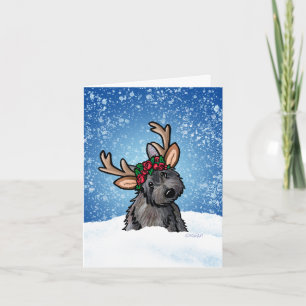 Tarjeta de Navidades de renos de Cairn Terrier