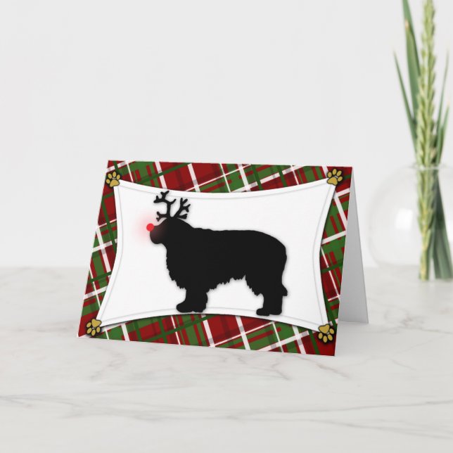 Tarjeta de Navidades de renos de Clumber Spaniel (Anverso)