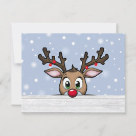 Tarjeta de Navidades de renos de nariz roja