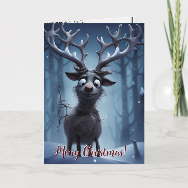 Tarjeta de Navidades de renos divertidos y aptos p (Anverso)