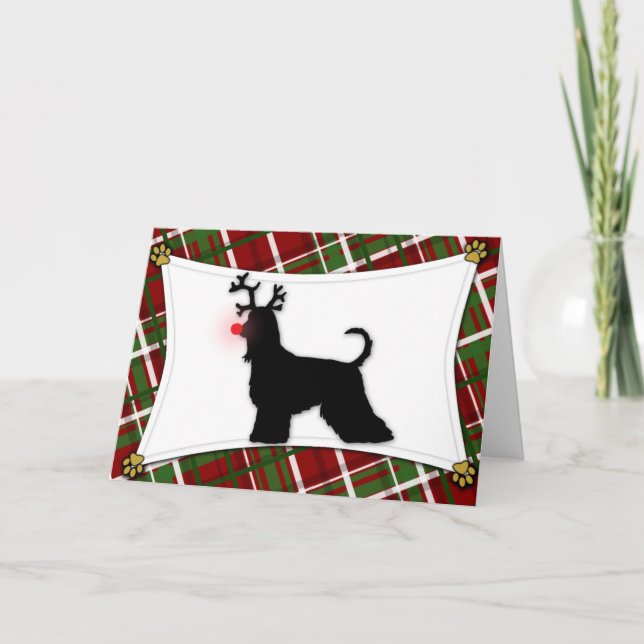 Tarjeta de Navidades de renos hound afganos (Anverso)