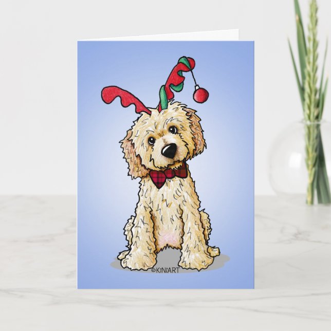 Tarjeta de Navidades de renos KiniArt DoodleMoji (Anverso)