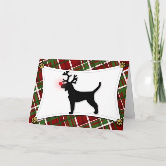 Tarjeta de Navidades de renos Plott Hound (Anverso)