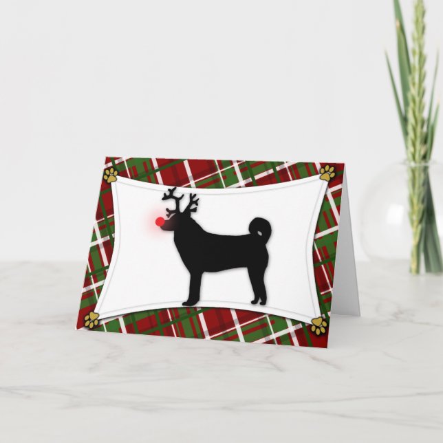 Tarjeta de Navidades de renos Shiba Inu (Anverso)