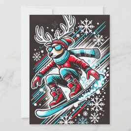 Tarjeta de Navidades de renos Snowboard de Guay pa