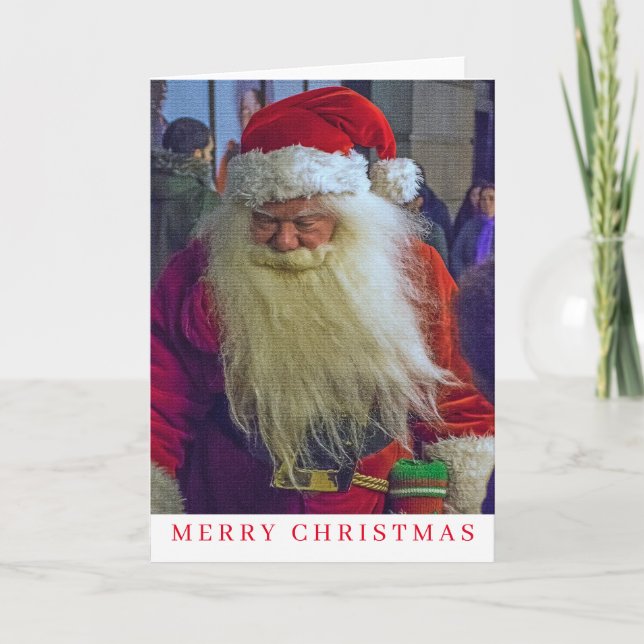 Tarjeta de Navidades de retrato de Santa (Anverso)
