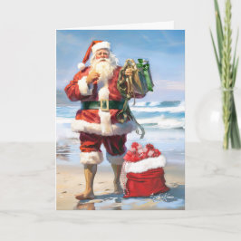 Tarjeta de Navidades de Santa By the Sea