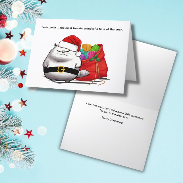 Tarjeta de Navidades de Santa Cat de mala actitud (Subido por el creador)