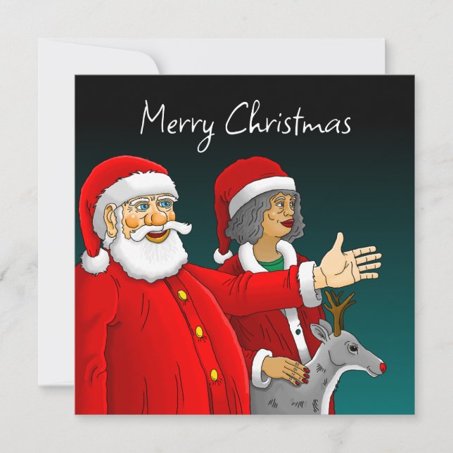 Tarjeta de Navidades de Santa Claus, Sra. Santa y  (Anverso)