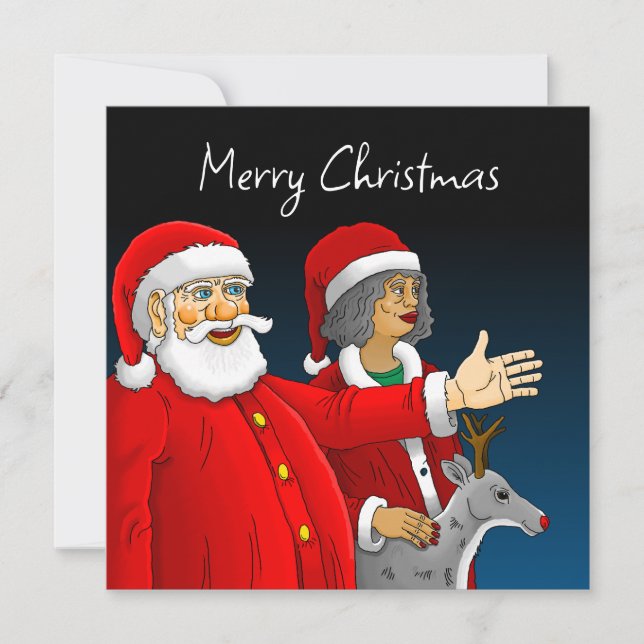 Tarjeta de Navidades de Santa Claus, Sra. Santa y  (Anverso)