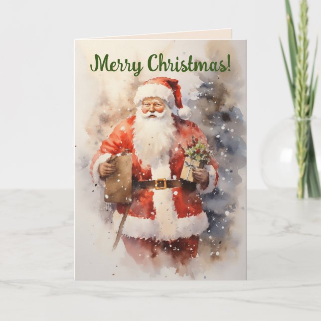 TARJETA DE NAVIDADES DE SANTA EN TIEMPO ANTIGUO (Anverso)